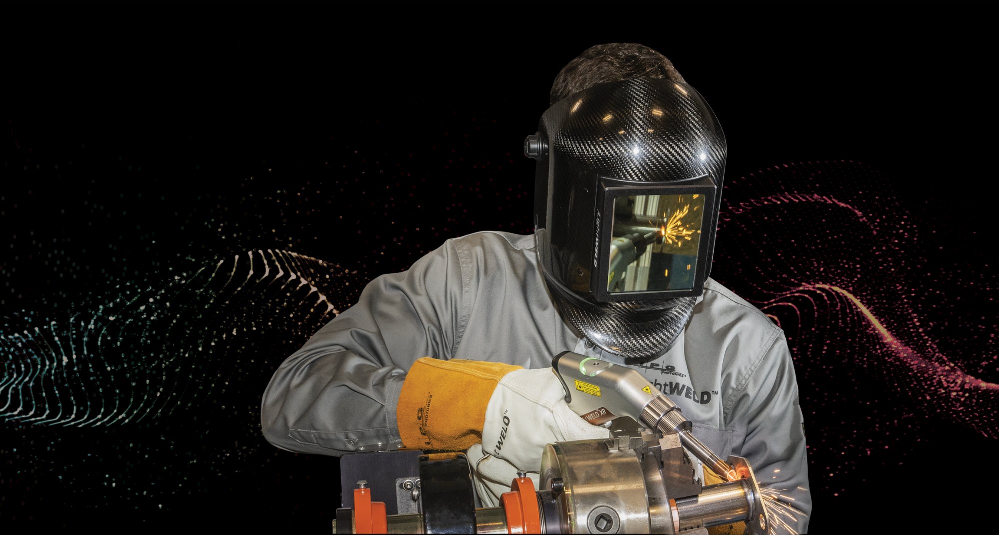 Welder using LightWELD handheld laser welding system